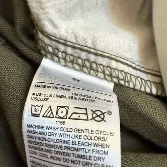 Old Navy Linen Blend Straight Pants Green High Rise comfort waistband 3X NWT - Picture 5 of 8